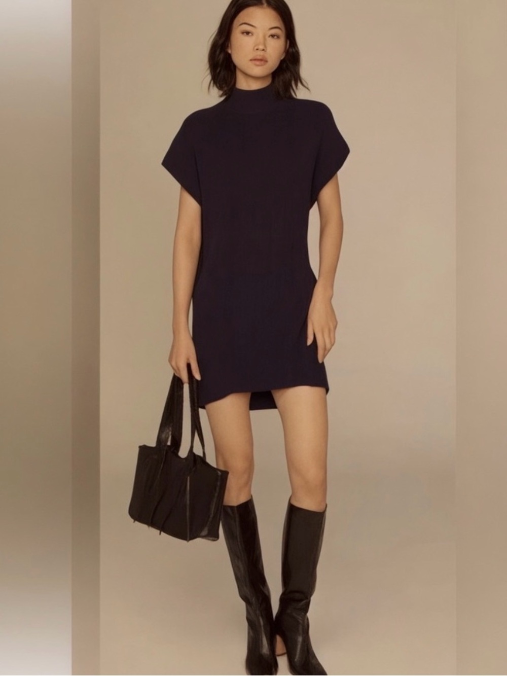 Anthropologie Short-Sleeve Mock Neck Sweater Dress